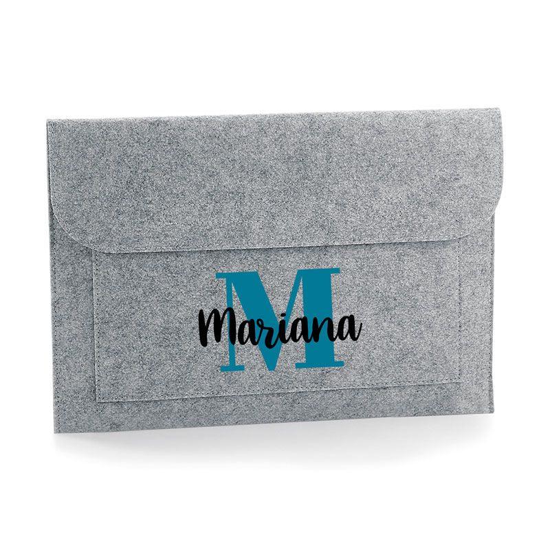 Funda para portátil personalizada fieltro gris - Nanetes #