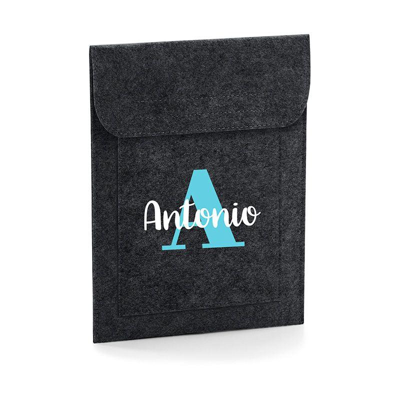 Funda tablet personalizada fieltro antracita - Nanetes #