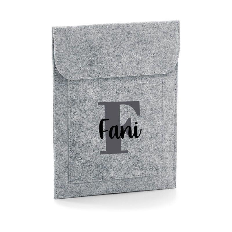 Funda tablet personalizada fieltro gris - Nanetes #