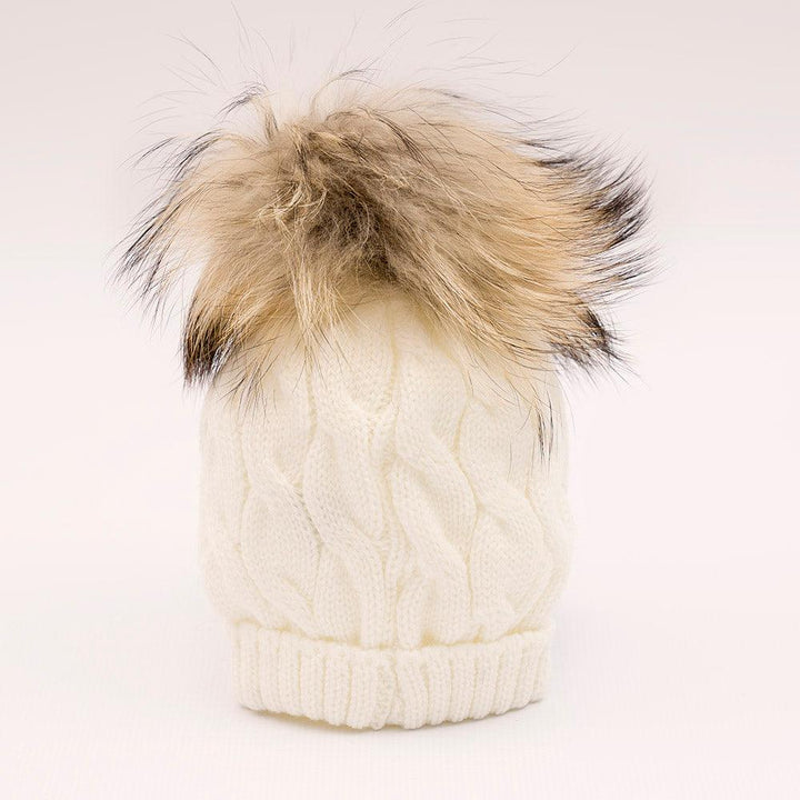 Gorro Pompon Pelo Natural Juliana Trenzado J4214 - Nanetes #