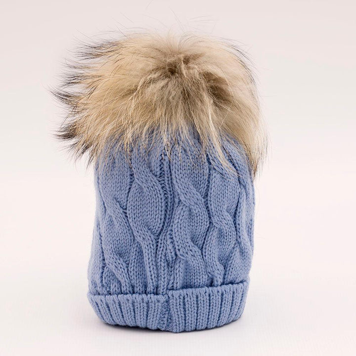Gorro Pompon Pelo Natural Juliana Trenzado J4214 - Nanetes #