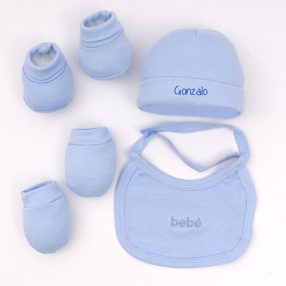 Gorro Personalizado con Manoplas y Peucos Primera Puesta Paritorio Bebé Nanetes - Nanetes #