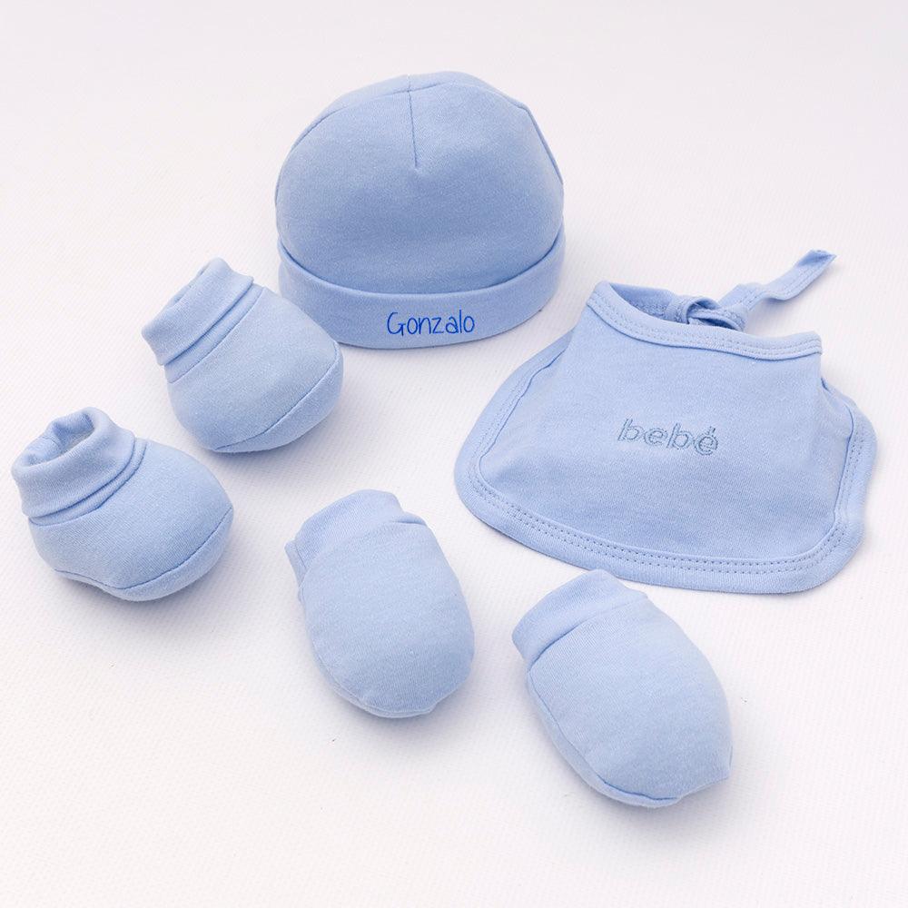 Gorro Personalizado con Manoplas y Peucos Primera Puesta Paritorio Bebé Nanetes - Nanetes #