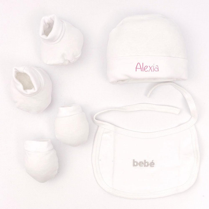 Gorro Personalizado con Manoplas y Peucos Primera Puesta Paritorio Bebé Nanetes - Nanetes #