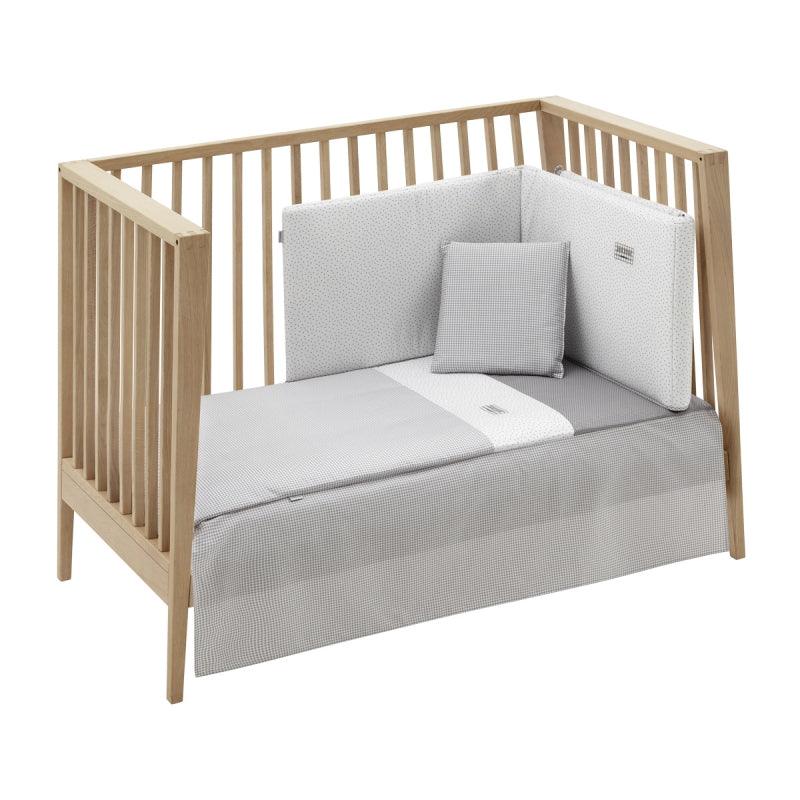 Colcha Cuna con protector Vichy GrisCambrass - Nanetes #