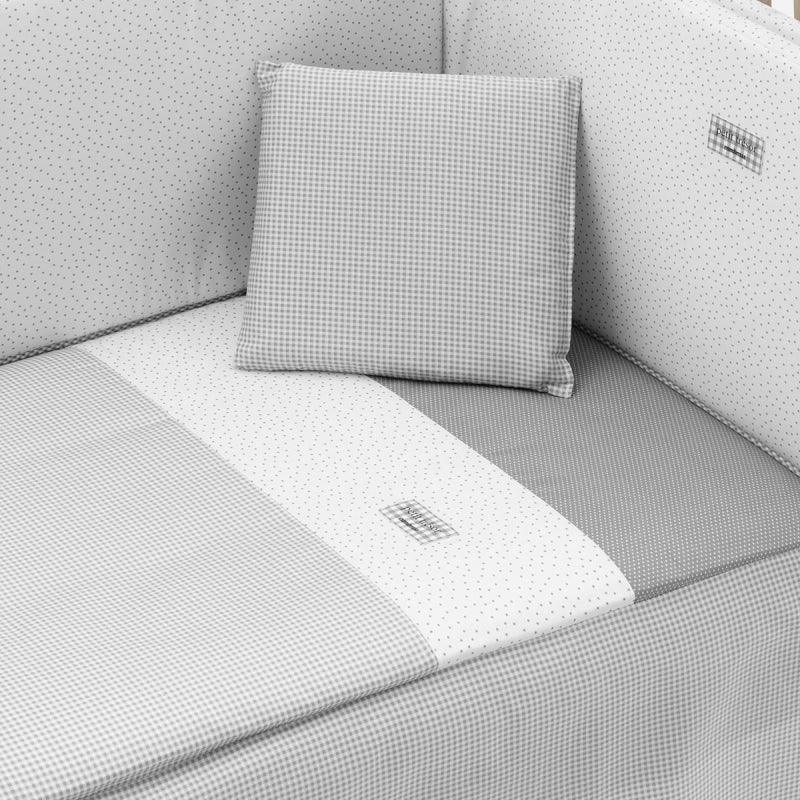 Colcha Cuna con protector Vichy GrisCambrass - Nanetes #