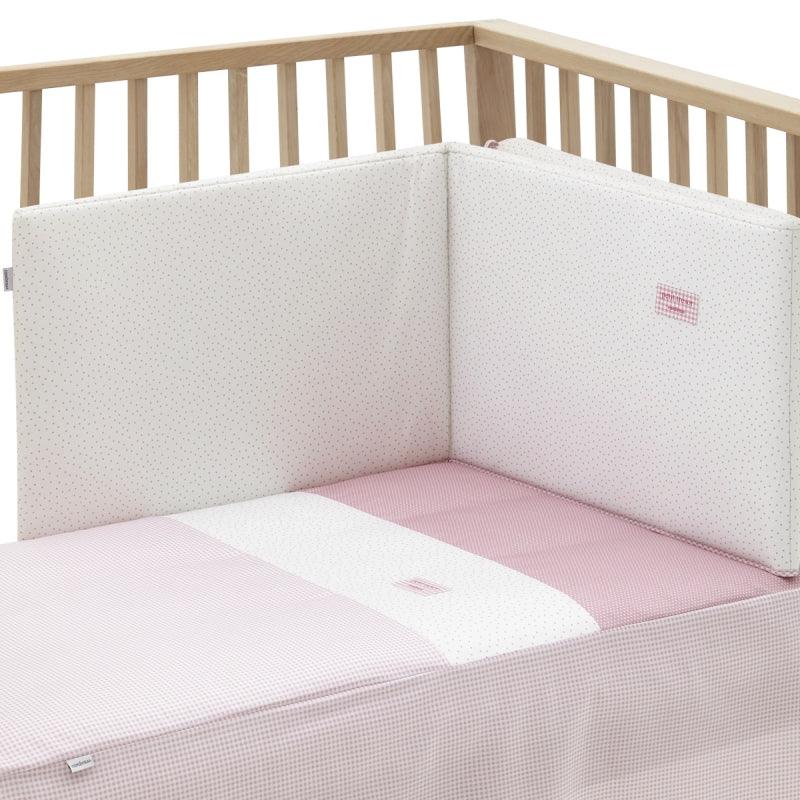 Cuna con protector Vichy Rosa Cambrass - Nanetes #