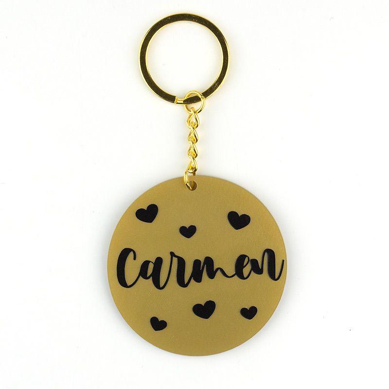 Llavero Resina Personalizado Dorado Corazones Mi Pipo - Nanetes #