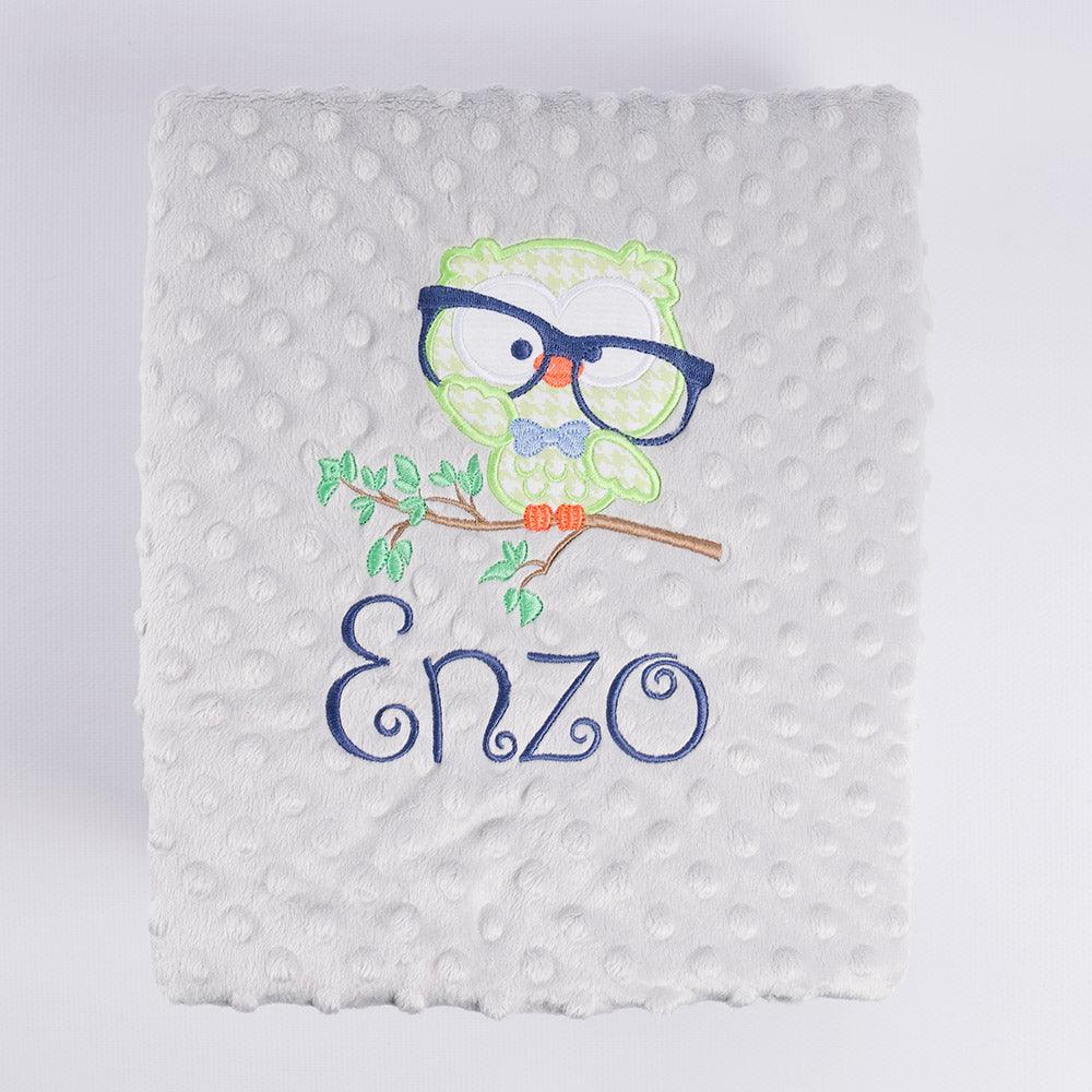 Manta Personalizada Bebé Buho en Rama Nanetes - Nanetes