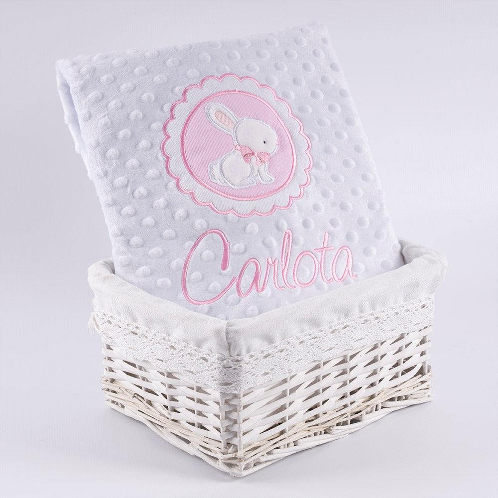 Manta Personalizada Bebé Conejita Rosa Galleta Nanetes - Nanetes