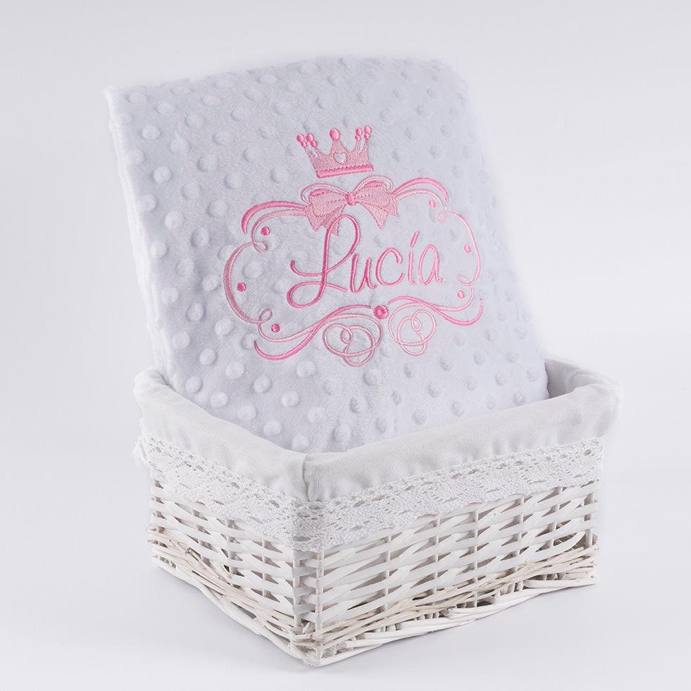 Manta Personalizada Bebé Lazos Corona Princesa Nanetes - Nanetes