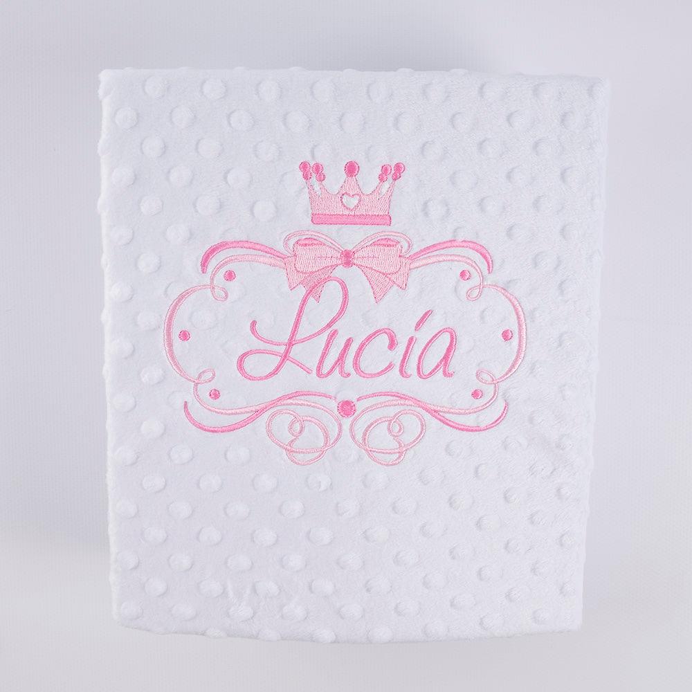 Manta Personalizada Bebé Lazos Corona Princesa Nanetes - Nanetes