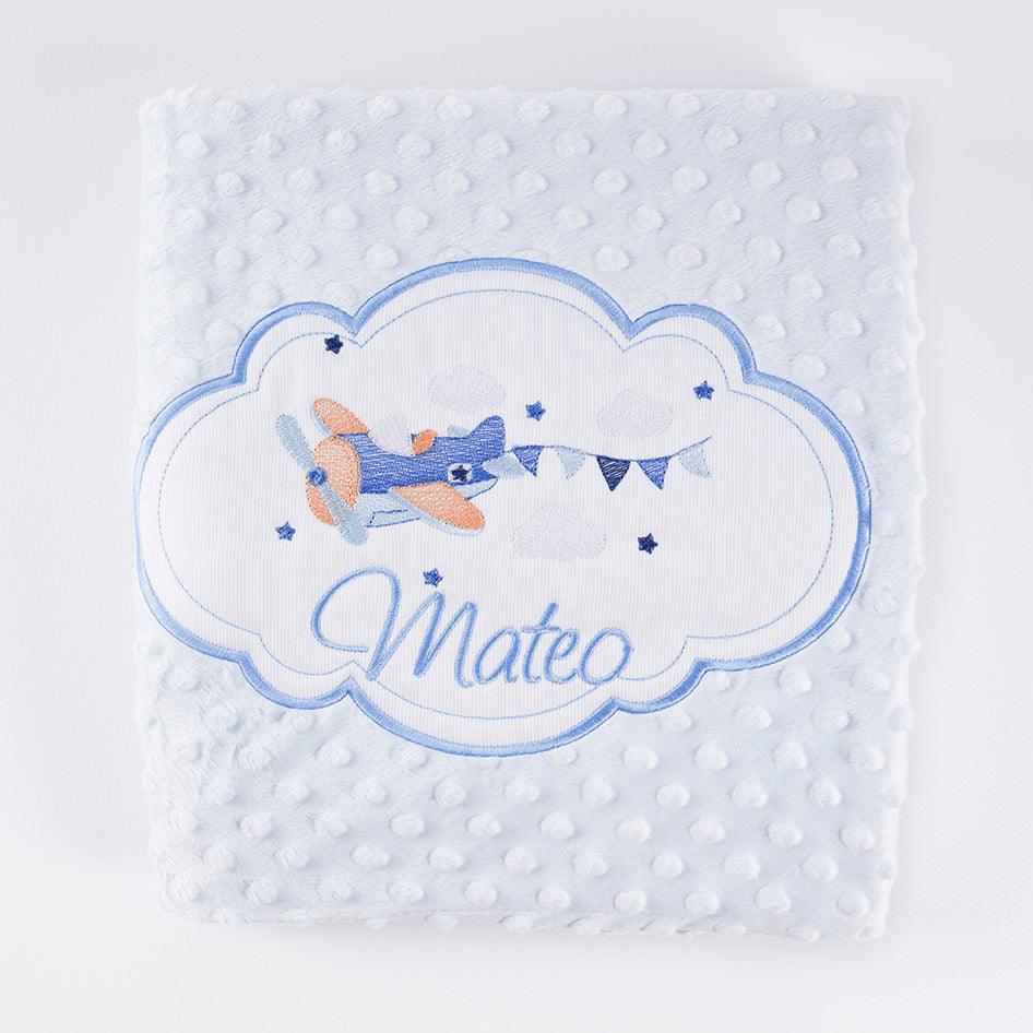 Manta Personalizada Bebé Aeroplano Banderitas Nanetes - Nanetes