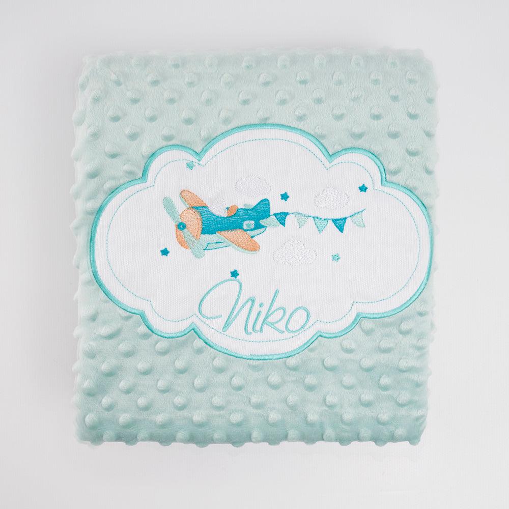 Manta Personalizada Bebé Aeroplano Banderitas Nanetes - Nanetes