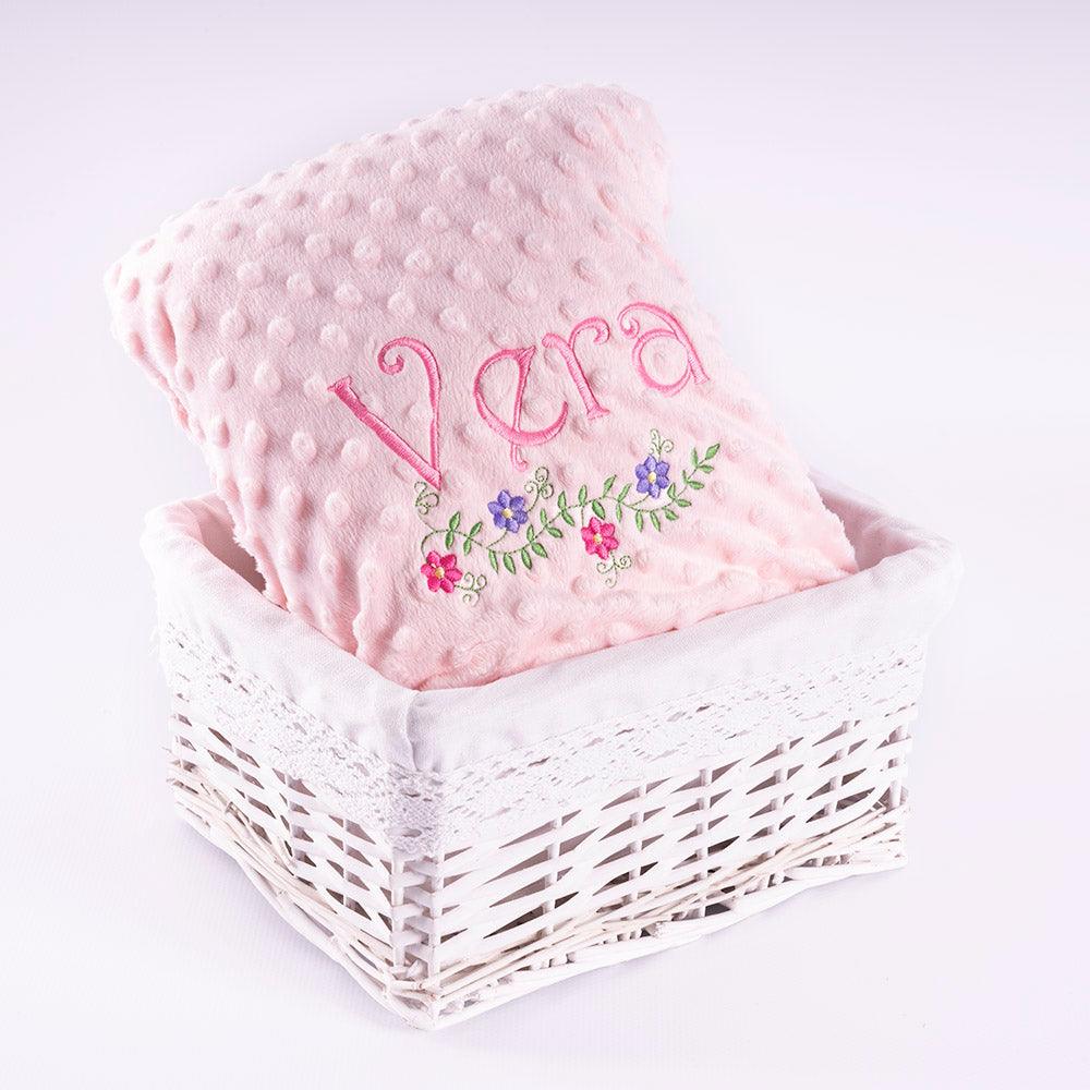 Manta de bebé personalizada, manta de bebé con inicial floral rosa, regalo  de bebé personalizado, manta de bebé personalizada unisex