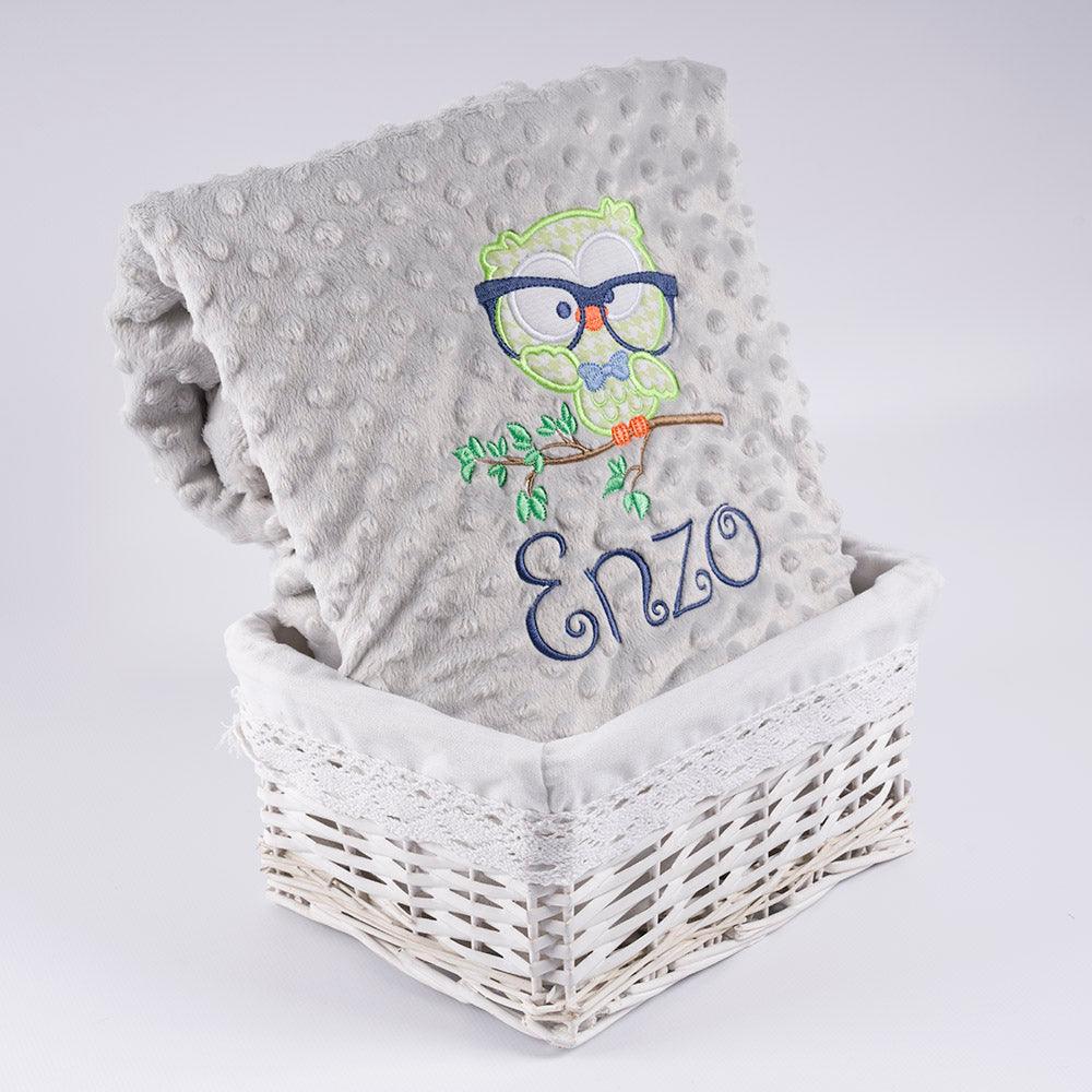 Manta Personalizada Bebé Buho en Rama Nanetes - Nanetes