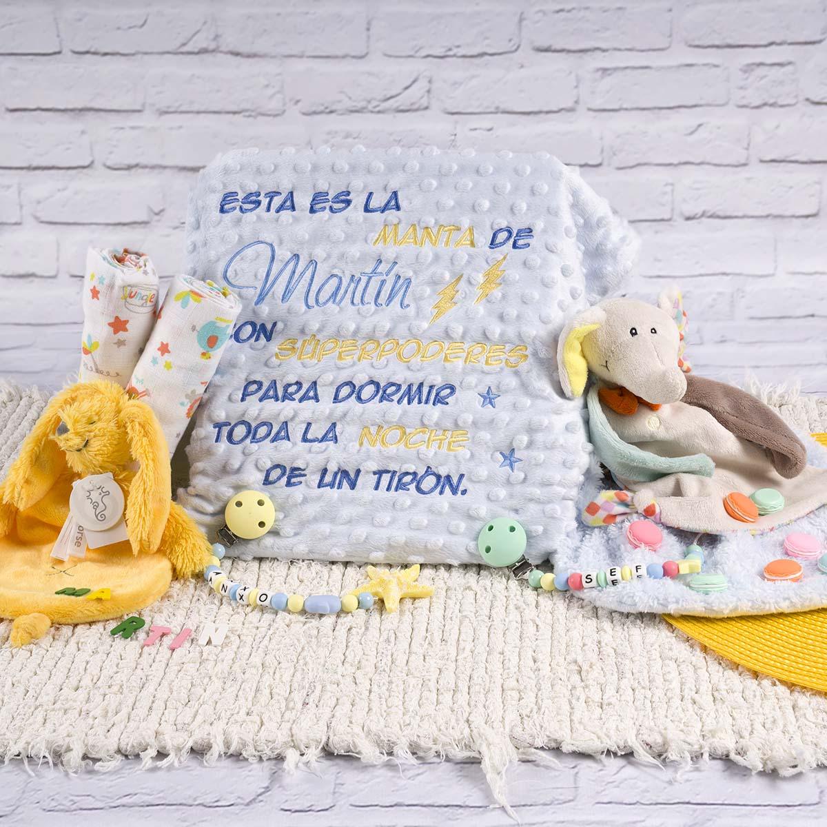 Manta Personalizada Bebé Frase manta con Superpoderes - Nanetes