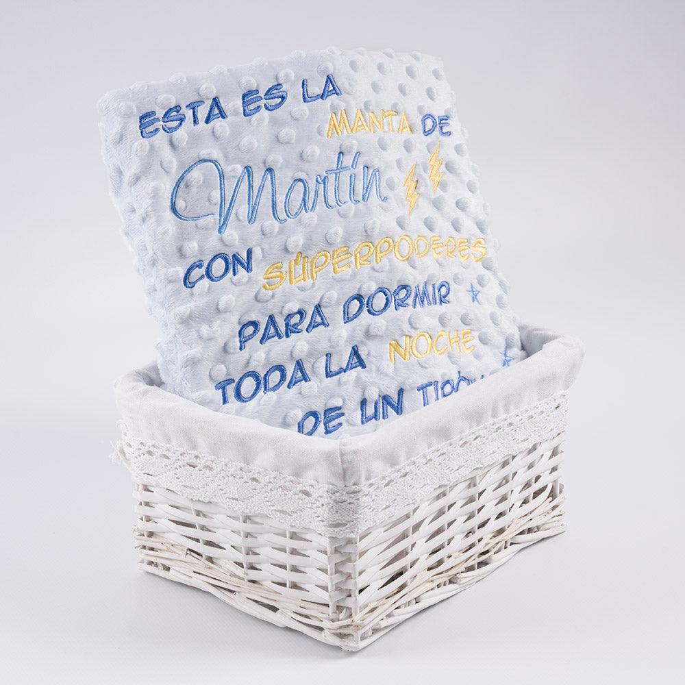 Manta Personalizada Bebé Frase manta con Superpoderes - Nanetes
