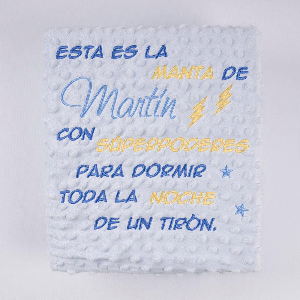 Manta Personalizada Bebé Frase manta con Superpoderes - Nanetes