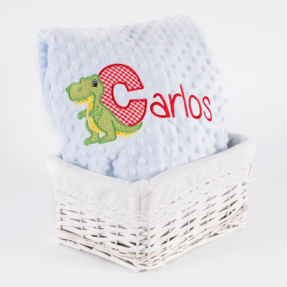 Manta Personalizada Bebé Dino T Rex Inicial Nanetes - Nanetes