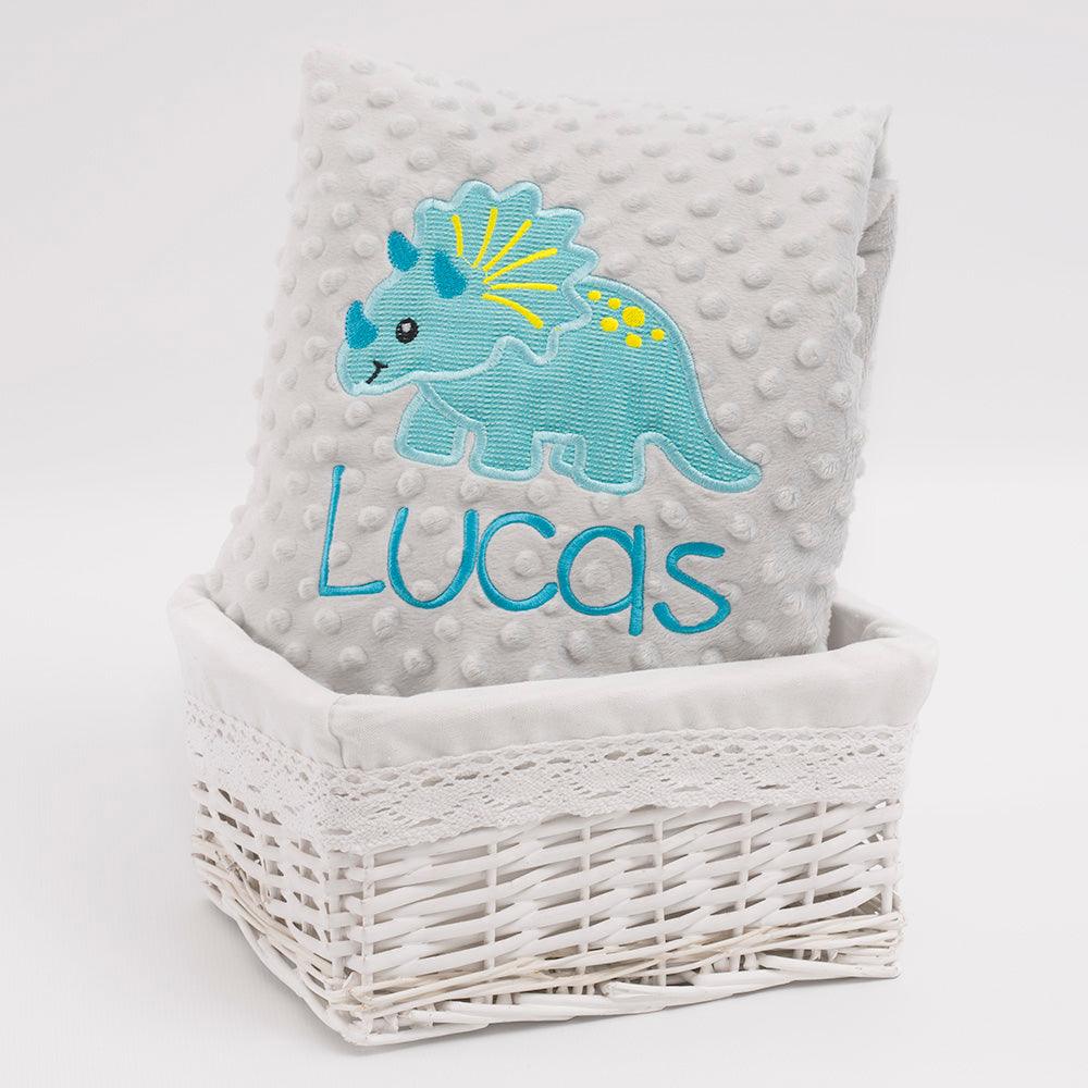 Manta Personalizada Bebé Dino Triceratops Nanetes - Nanetes