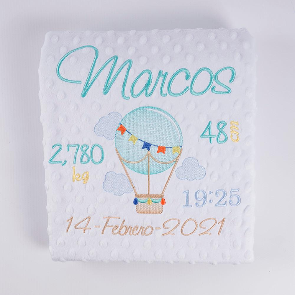 Manta Personalizada Bebé Globo Datos Nacimiento Nanetes - Nanetes #