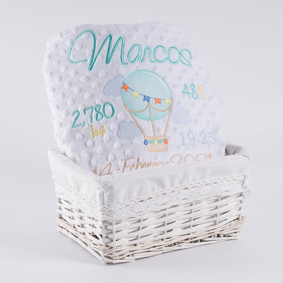 Manta Personalizada Bebé Globo Datos Nacimiento Nanetes - Nanetes #