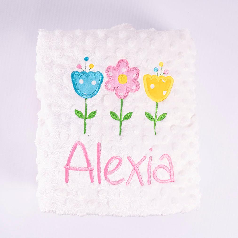 Manta Personalizada Bebé 3 Flores Tela Nanetes - Nanetes