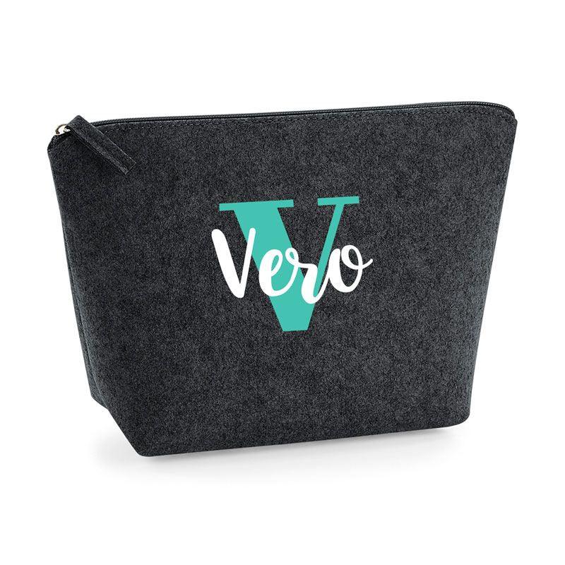 Neceser personalizado de fieltro antracita - Nanetes #