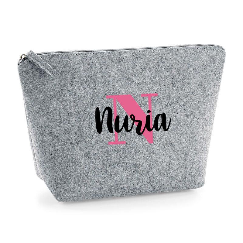 Neceser personalizado de fieltro gris - Nanetes #