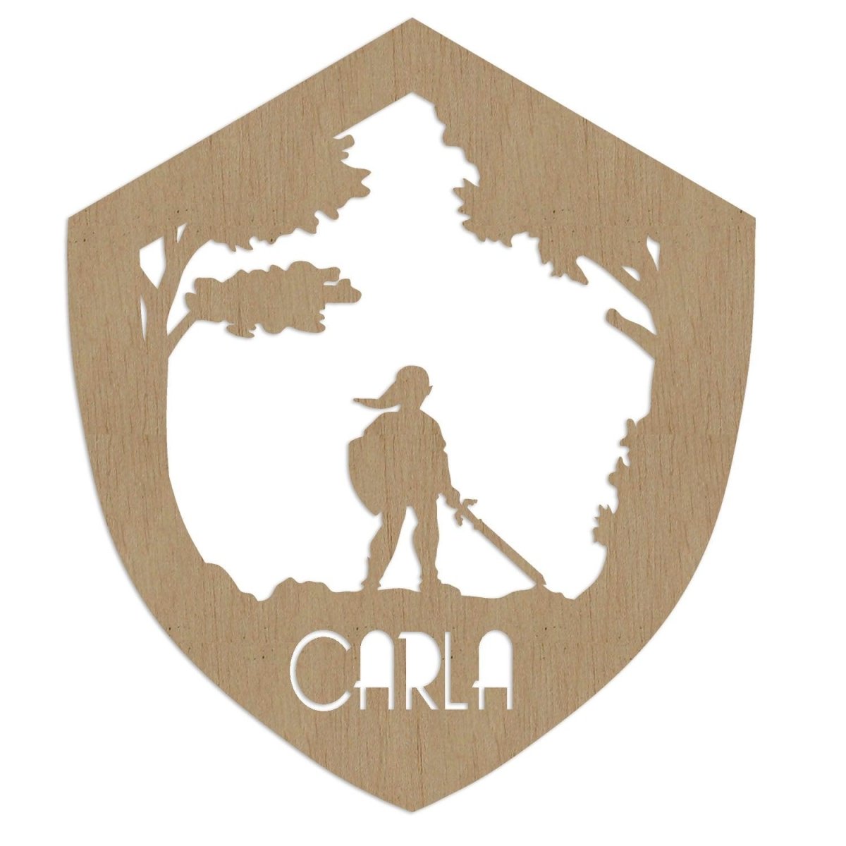 Nombre en Madera Guerrero Troquelado - Nanetes