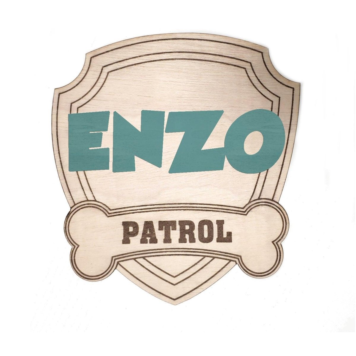 Nombre en Madera Patrulla Canina relieve - Nanetes