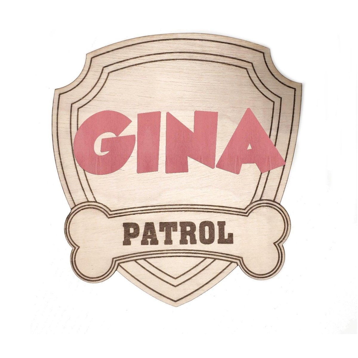 Nombre en Madera Patrulla Canina relieve - Nanetes