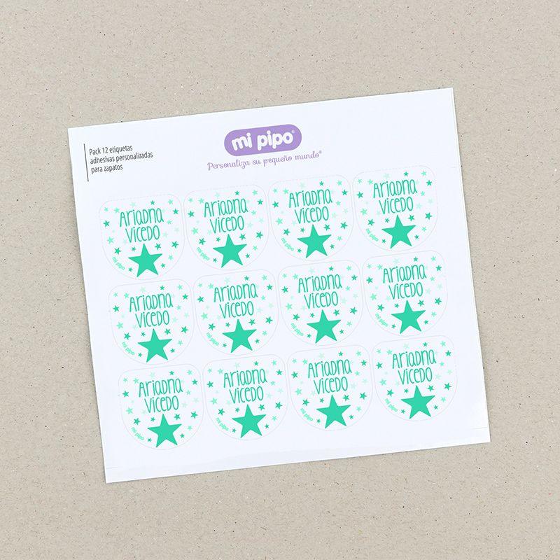 Etiquetas Personalizadas Zapatos Estrella Menta - Nanetes #