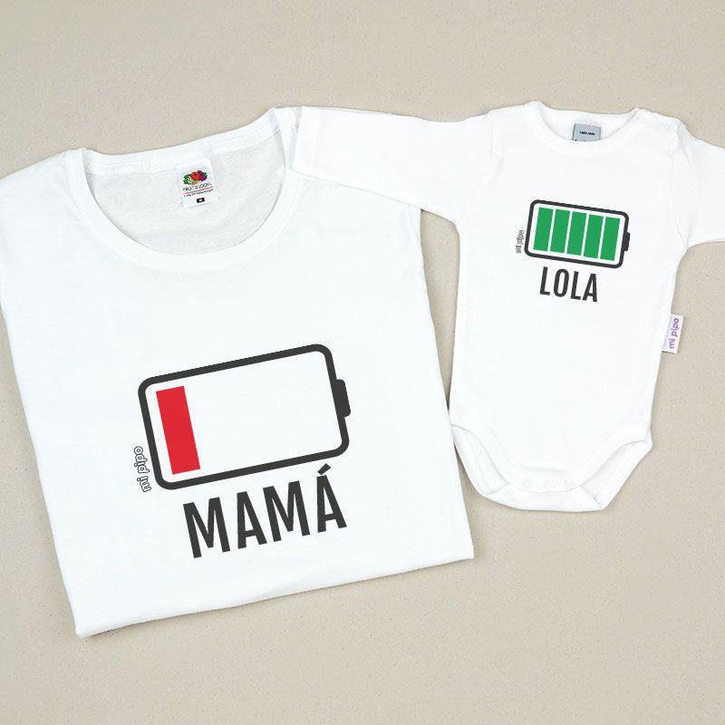 Camisetas Mama/Hijo Bateria Baja - Nanetes #