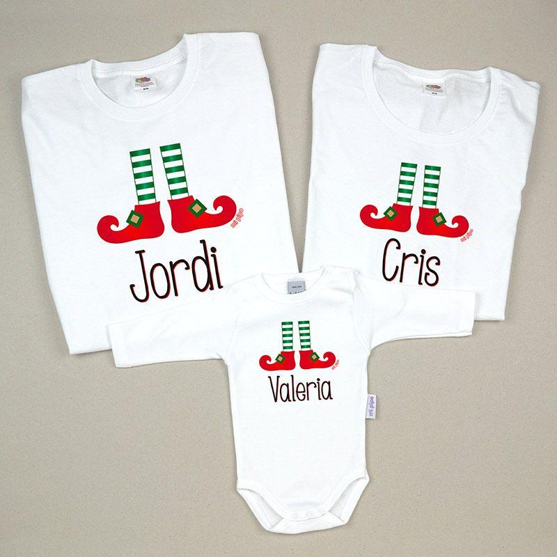 Pack 3 Prendas Personalizadas Papa Mama con Hijo a juego Mi Pipo Elfo - Nanetes #