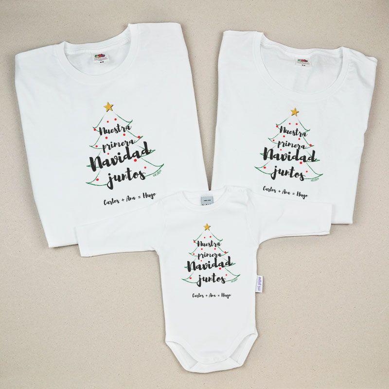 Pack 3 Prendas Personalizadas Papa Mama Hijo Nuestra Primera Navidad - Nanetes #