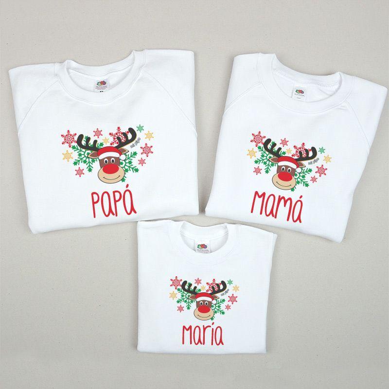 Pack 3 Prendas Personalizadas Papa Mama Hijo a juego Mi Pipo Reno Rudolf - Nanetes #
