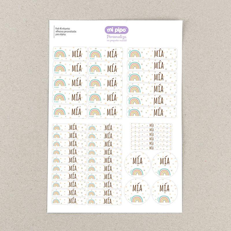 Pack 46 Etiquetas Adhesivas Personalizadas Arco Iris Soft - Nanetes #