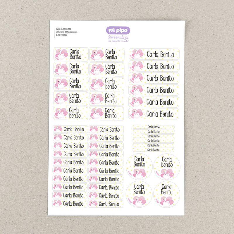 Pack 46 Etiquetas Adhesivas Personalizadas Cisne - Nanetes #