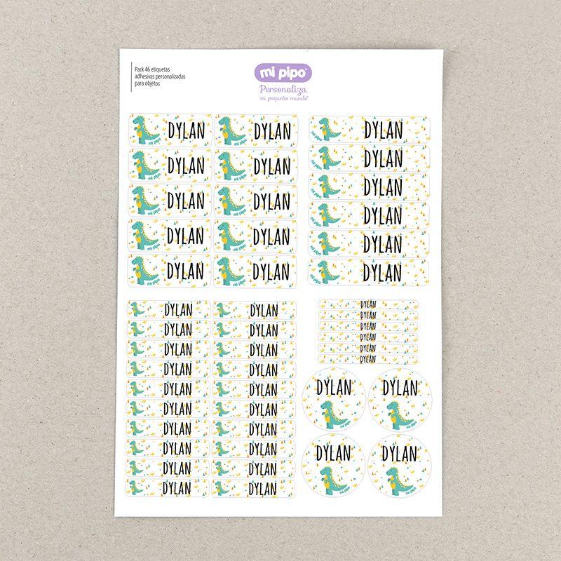 Pack 46 Etiquetas Adhesivas Personalizadas Dino - Nanetes #