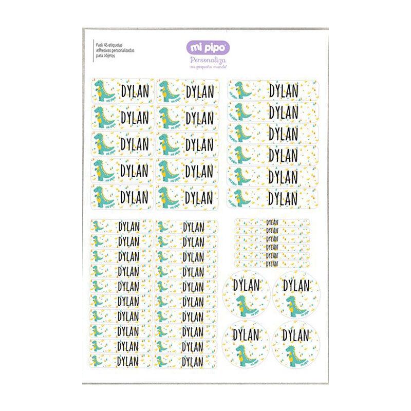 Pack 46 Etiquetas Adhesivas Personalizadas Dino - Nanetes #