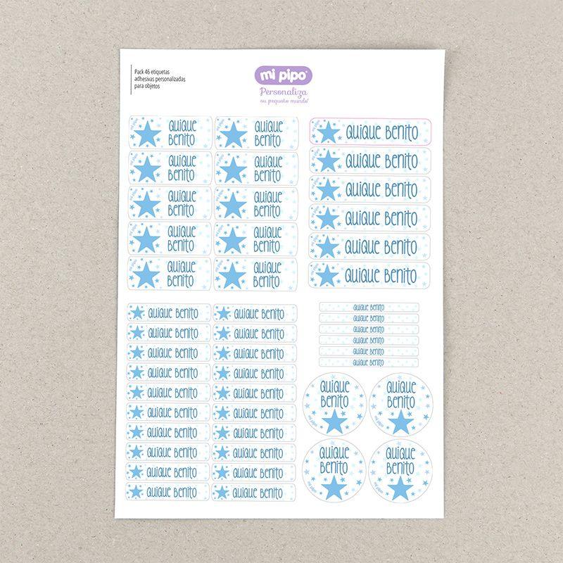 Pack 46 Etiquetas Personalizadas Estrella Azul - Nanetes #