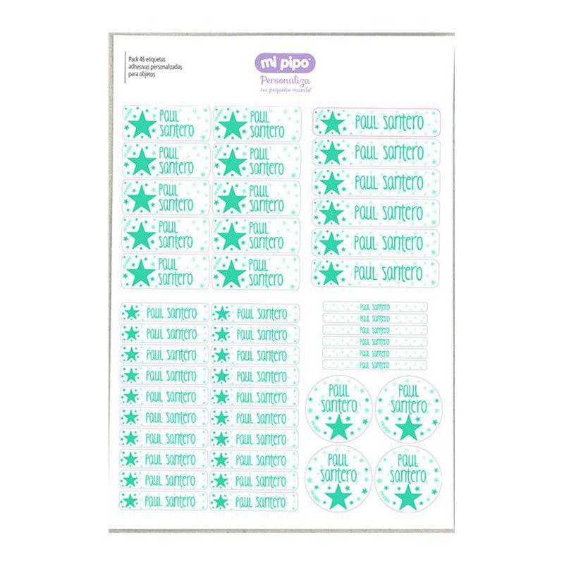 Pack 46 Etiquetas Personalizadas Estrella Menta - Nanetes #