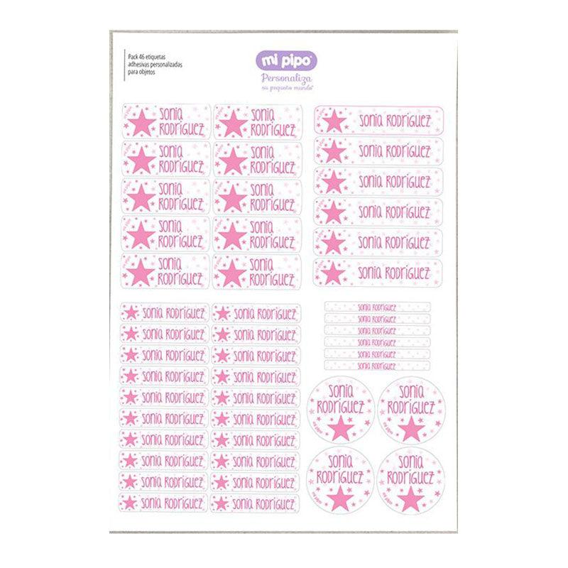 Pack 46 Etiquetas Personalizadas Estrella Rosa - Nanetes #