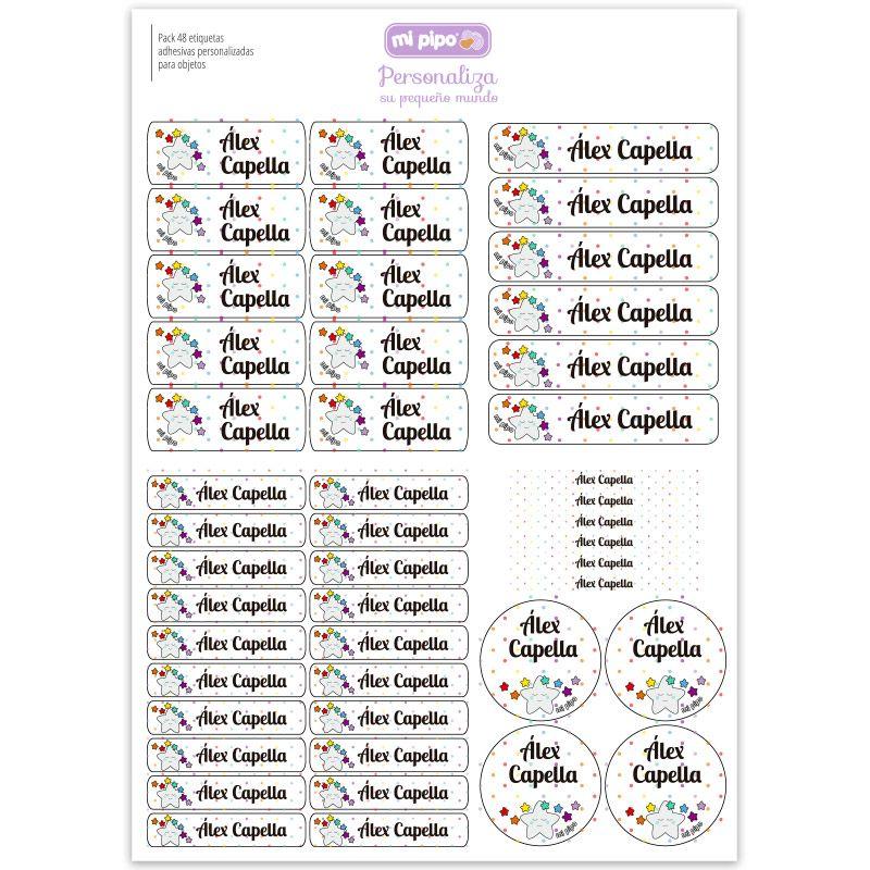 Pack 46 Etiquetas Adhesivas Personalizadas Estrella - Nanetes #