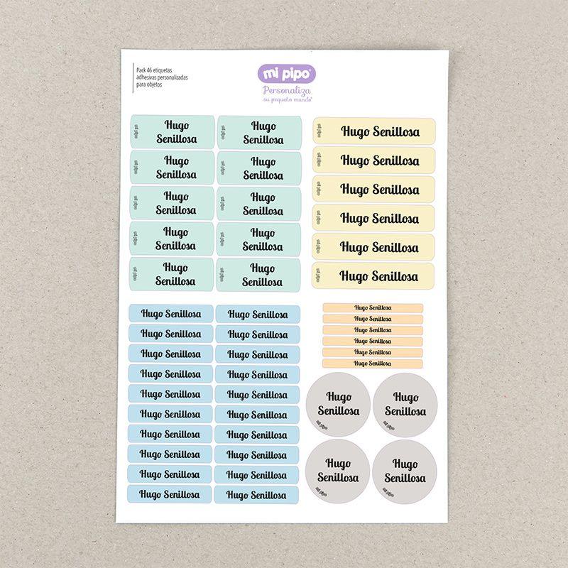 Pack 46 Etiquetas Adhesivas Personalizadas Multicolor Mi Pipo - Nanetes #
