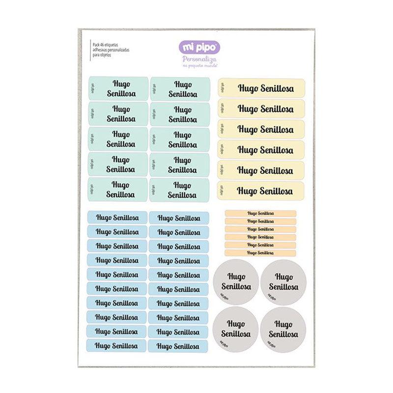 Pack 46 Etiquetas Adhesivas Personalizadas Multicolor Mi Pipo - Nanetes #