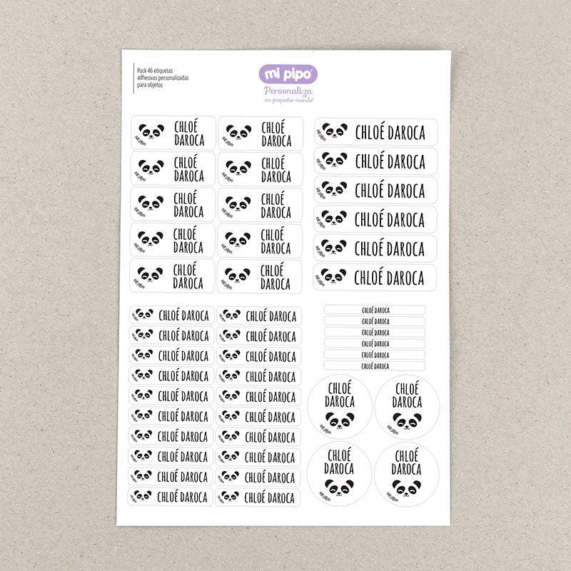 Pack 46 Etiquetas Adhesivas Personalizadas Panda - Nanetes #