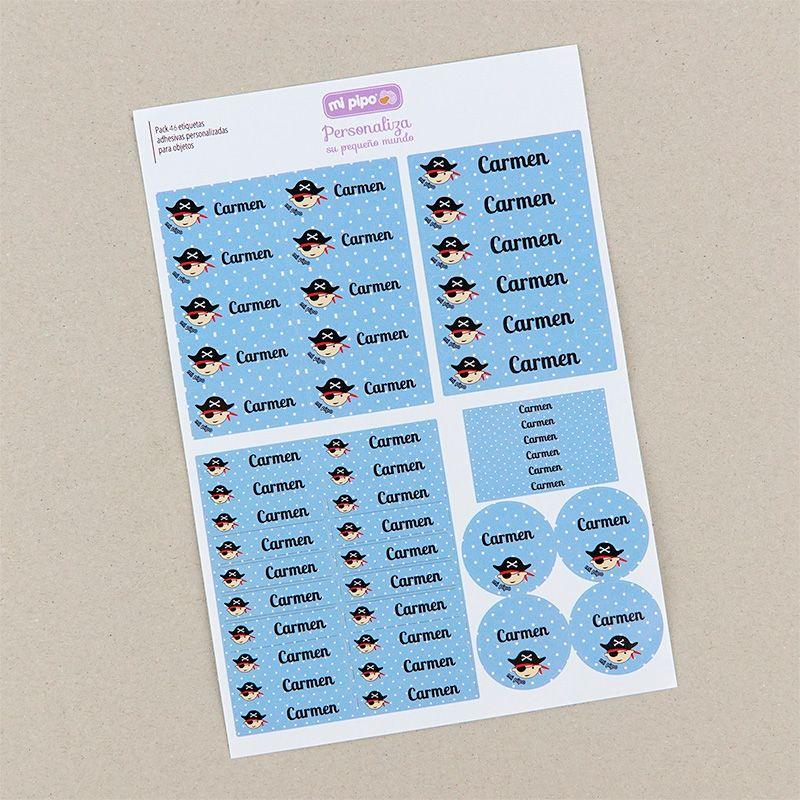 Pack 46 Etiquetas Adhesivas Personalizadas Niño Pirata - Nanetes #